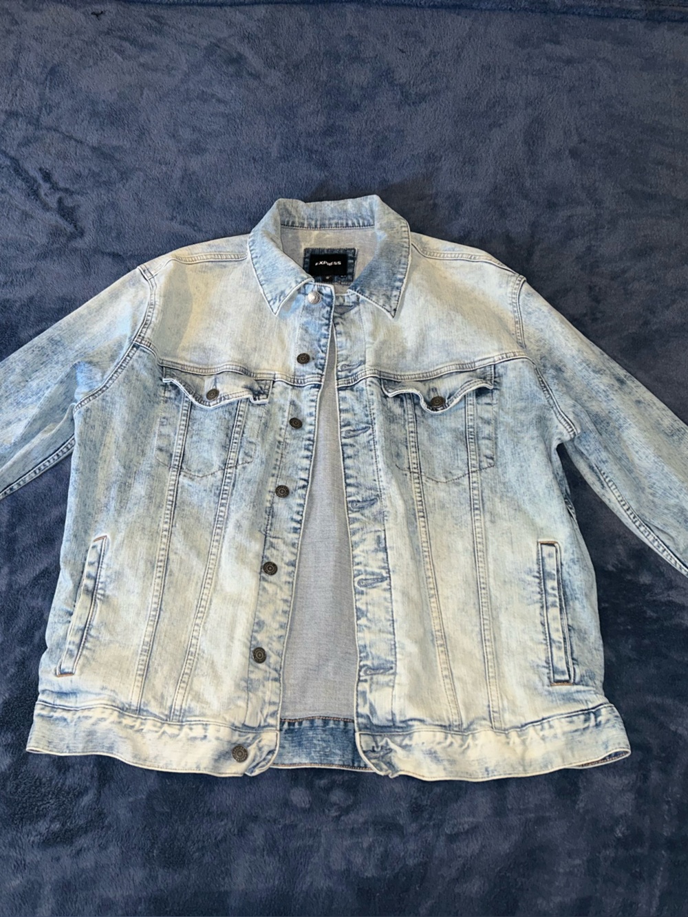 Express Light Wash Jean Jacket in Pale Blue